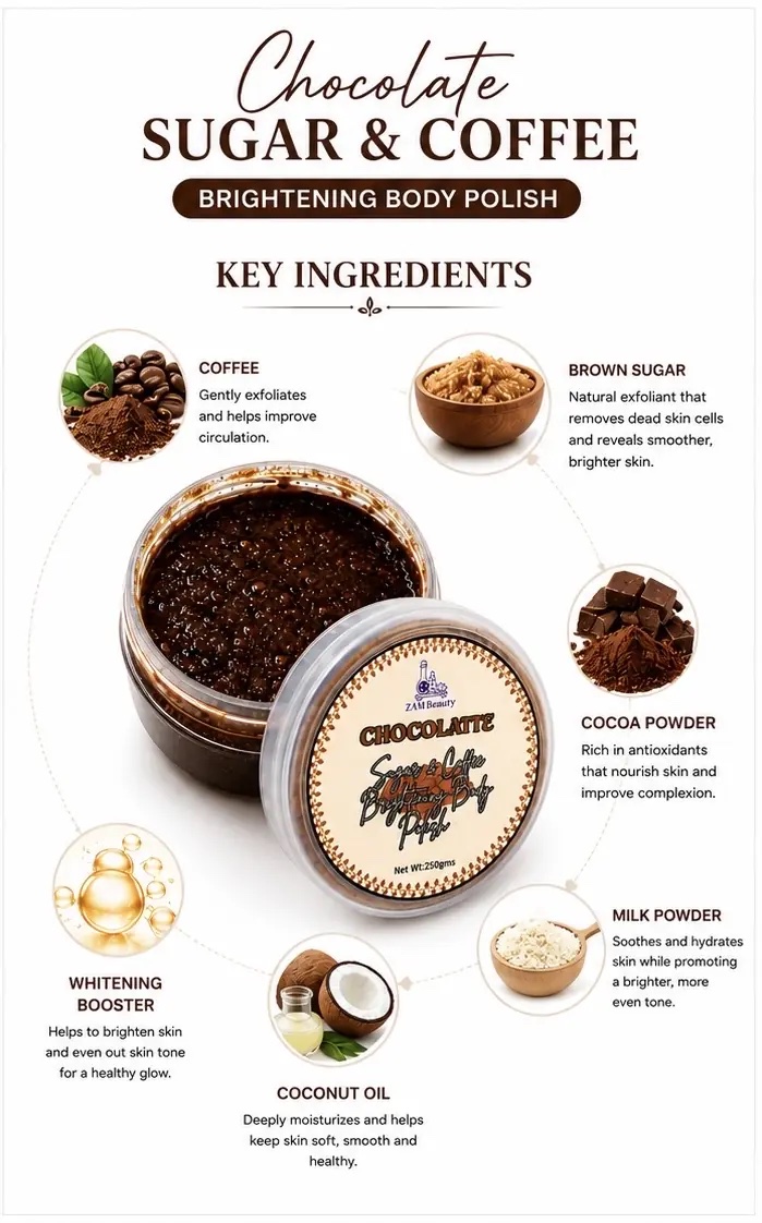 CHOCOLATTE Sugar & Coffee Body Polish 250gms - Image 4
