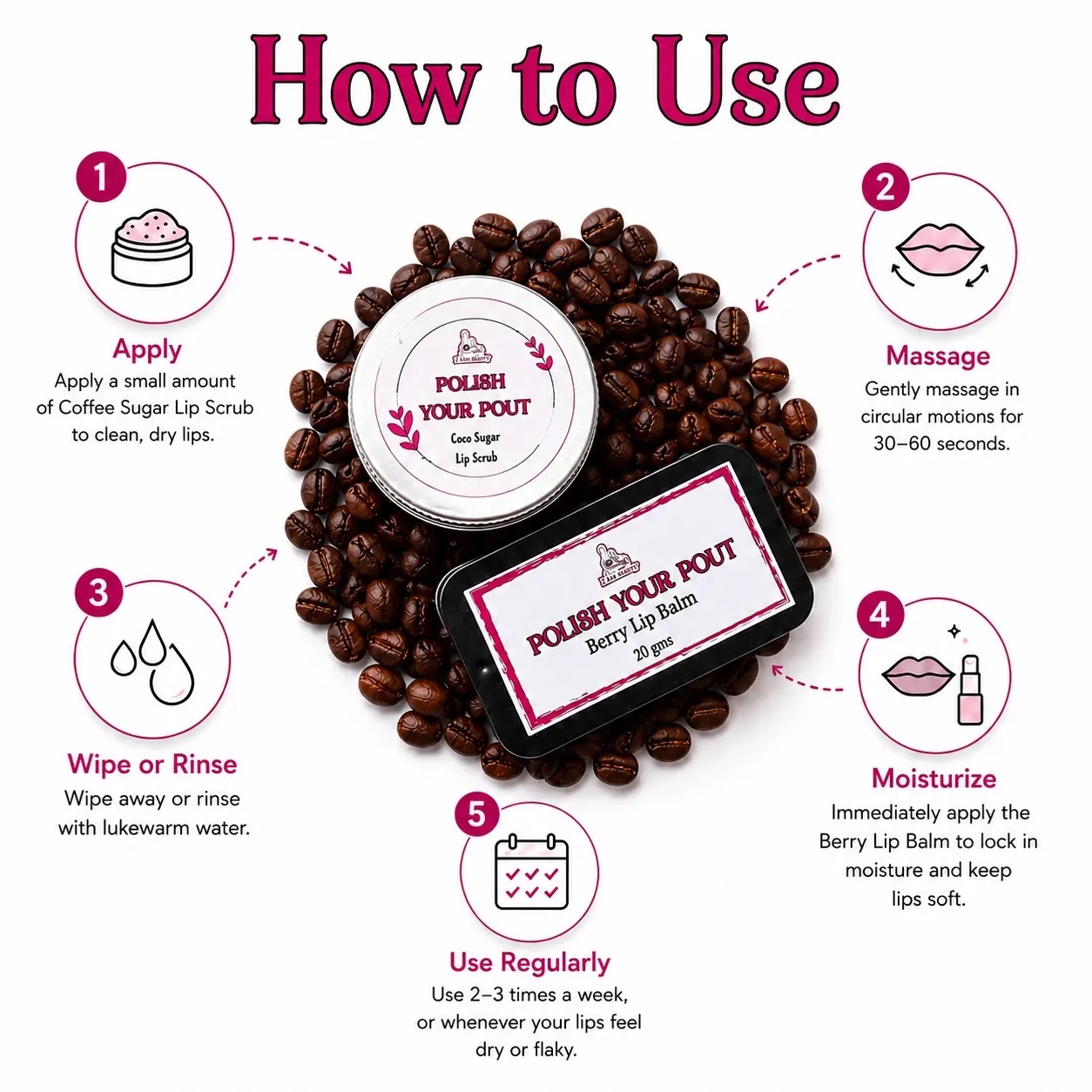 POLISH YOUR POUT - Coco Sugar Lip Scrub+Berry Lip Balm - Image 5
